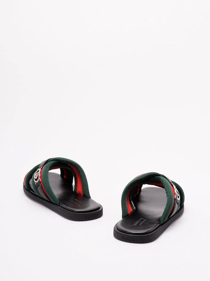 Gucci Men Criss-Cross Sandals With `Web`