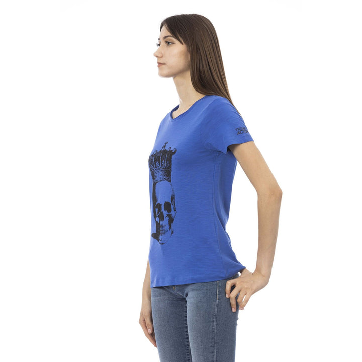Trussardi Action women's royal blue graphic print T-shirts