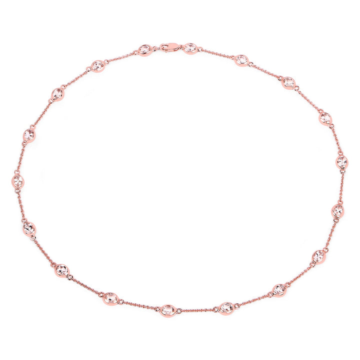 14K Rose Gold Plated 4.50 Carat Genuine Morganite .925 Sterling Silver Necklace