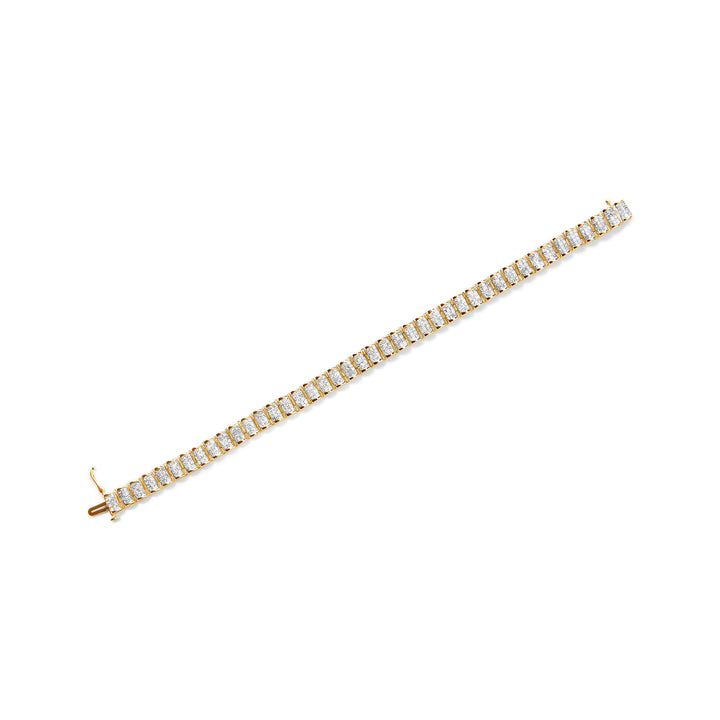 14K Yellow Gold 5.0 Cttw Invisible Set Princess-cut Diamond Buckle Link Tennis Bracelet (H-I Color, SI2-I1 Clarity) - Size 7.25"