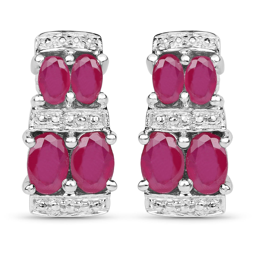 3.20 Carat Glass Filled Ruby .925 Sterling Silver Earrings