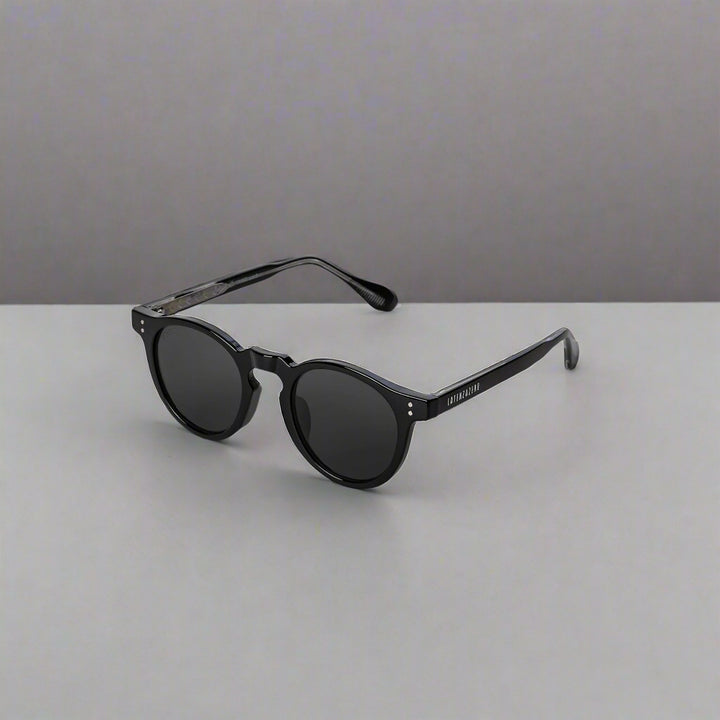 Black stylish Italian designed affordable sunglasses with UV protection.