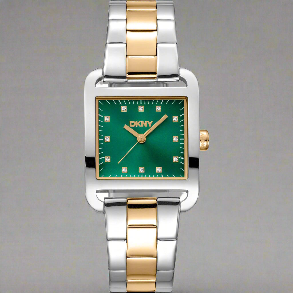 DKNY green dial jeweled two tone Watches