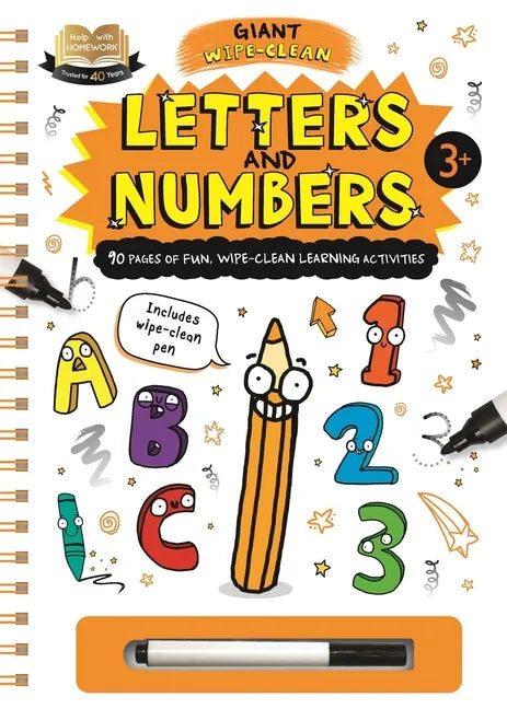Help with Homework Letters & Numbers: Giant Wipe-Clean Workbook for 3+ Year-Olds - Spiral