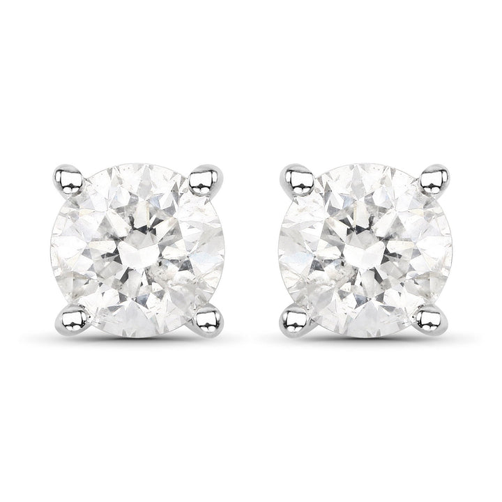 0.80 Carat Genuine White Diamond 14K White Gold Earrings