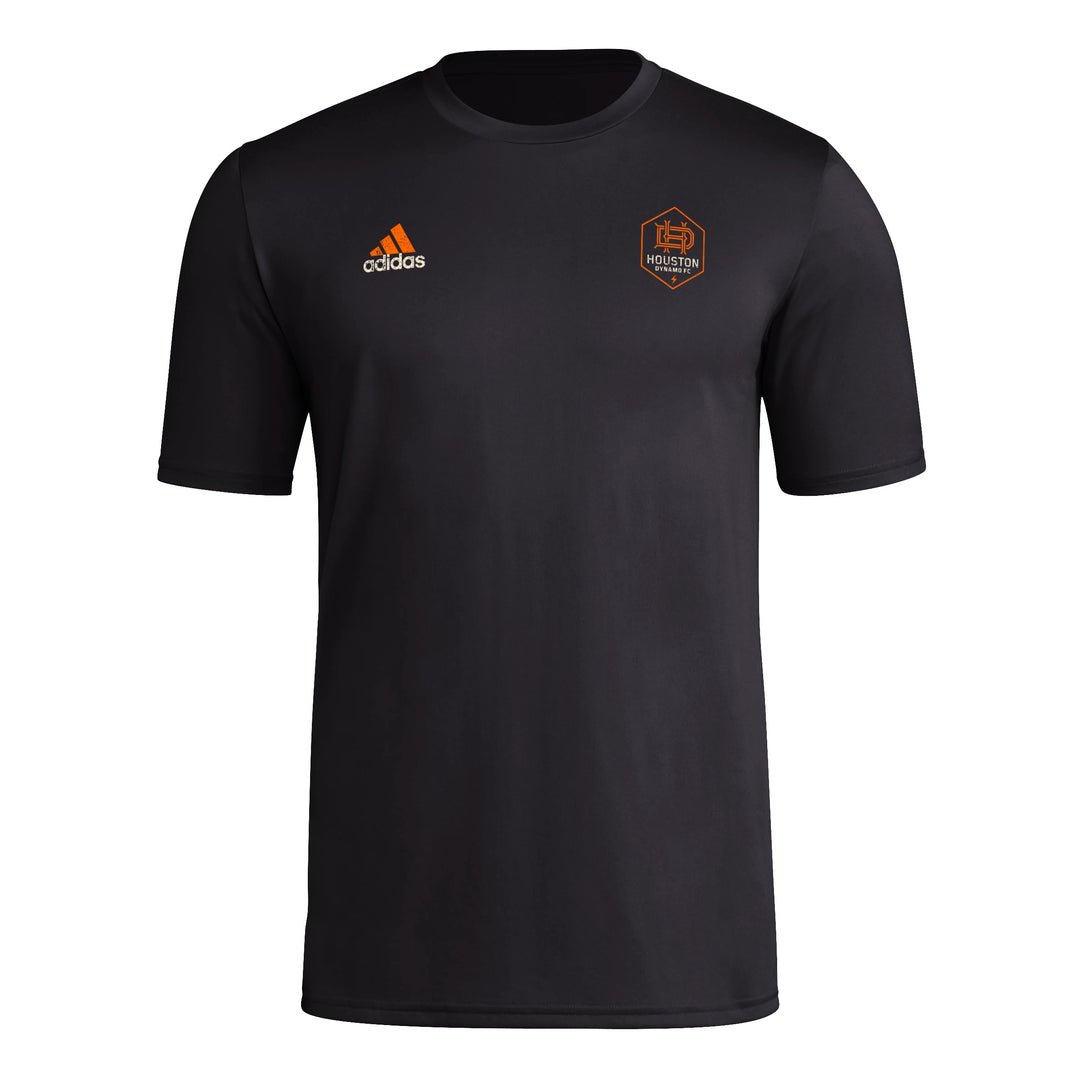 adidas Mens Short Sleeve Pre-Game T-Shirt Black/Houston Dynamo XX-Large