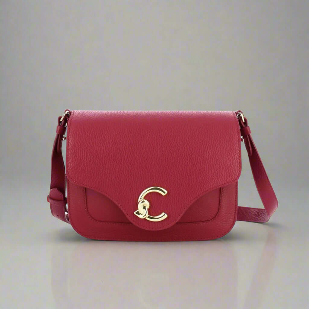 Coccinelle women's red leather front logo Crossbody Bags
