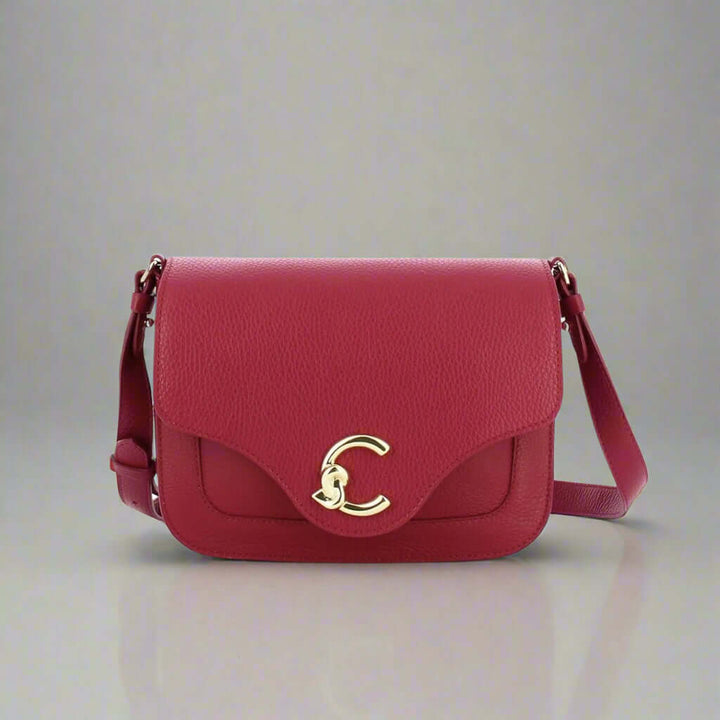Coccinelle women's red leather front logo Crossbody Bags