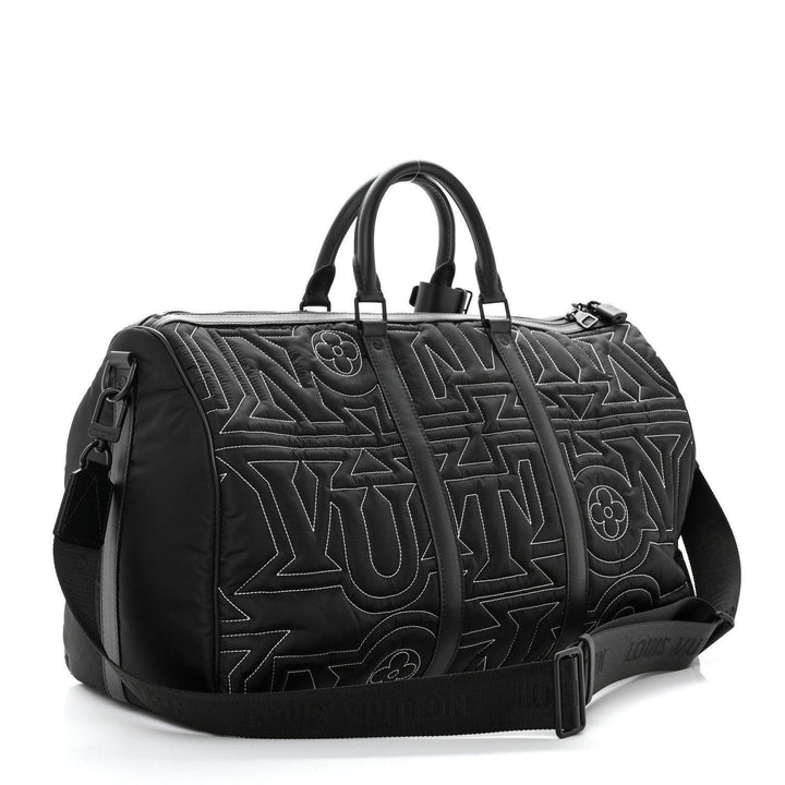 Louis Vuitton Nylon Embroidered Keepall Bandouliere 50 Black