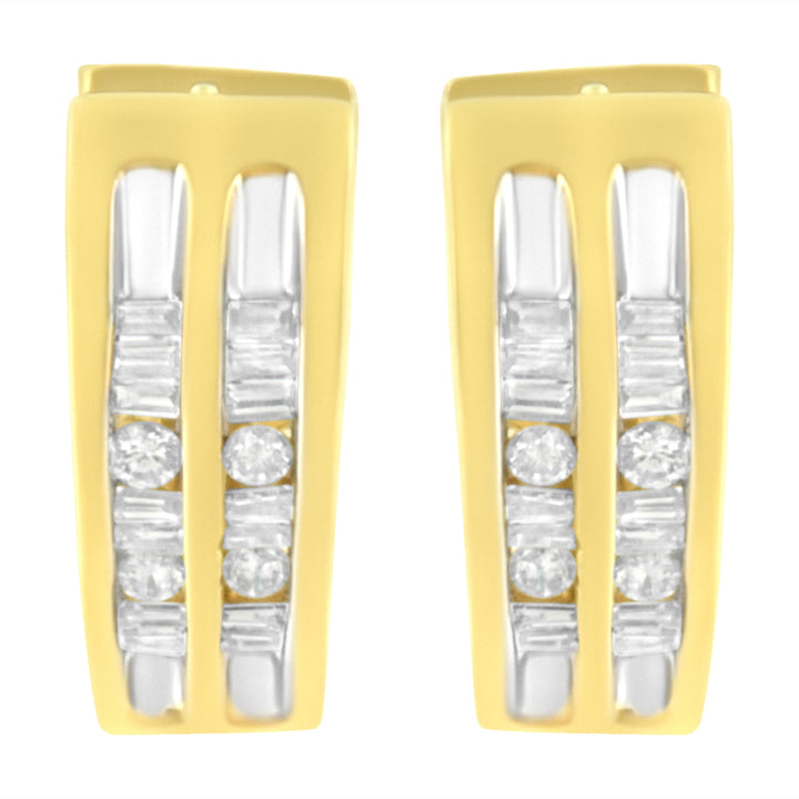 10K Yellow Gold 1/2 cttw Diamond Huggy Heart Hoop Earrings (I-J Clarity, I2-I3 Color)