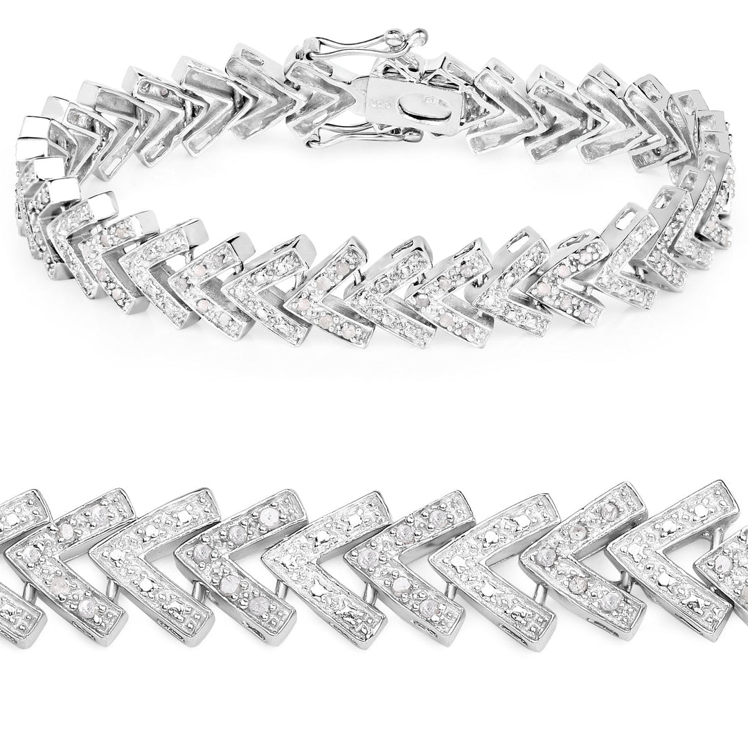 0.90 Carat Genuine White Diamond .925 Sterling Silver Bracelet