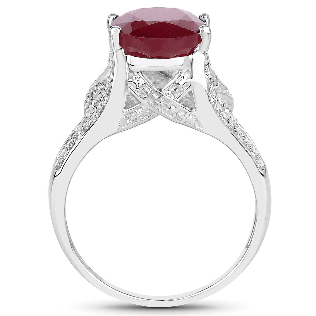 4.00 Carat Genuine Glass Filled Ruby .925 Sterling Silver Ring
