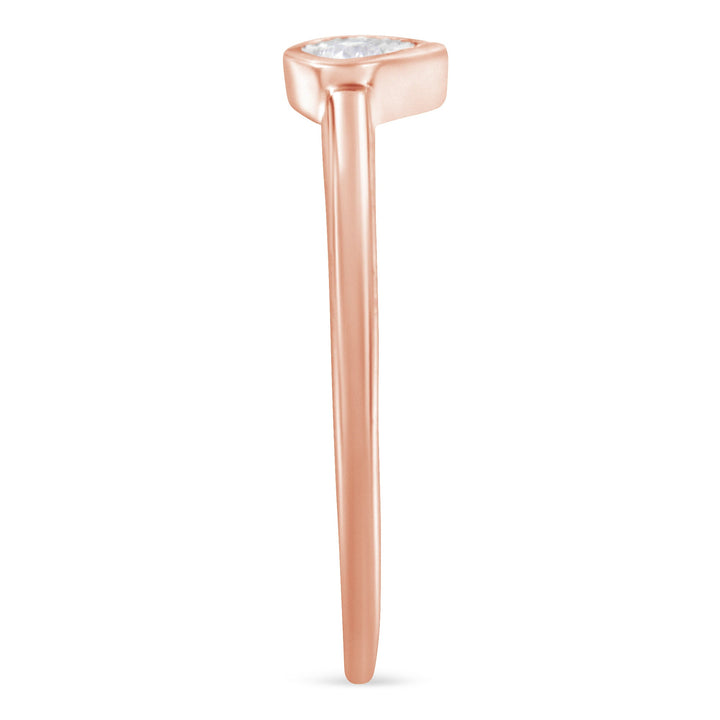 14K Rose Gold Plated .925 Sterling Silver 1/20 Carat Diamond Teardrop Pear-Shaped Miracle Set Petite Fashion Ring (J-K Color, I1-I2 Clarity) - Size 6