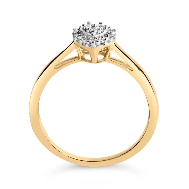 14K Yellow Gold Plated .925 Sterling Silver 1/10 Cttw Round-Cut Diamond Heart Engagement Ring (I-J Color, I3 Clarity) - Size 7