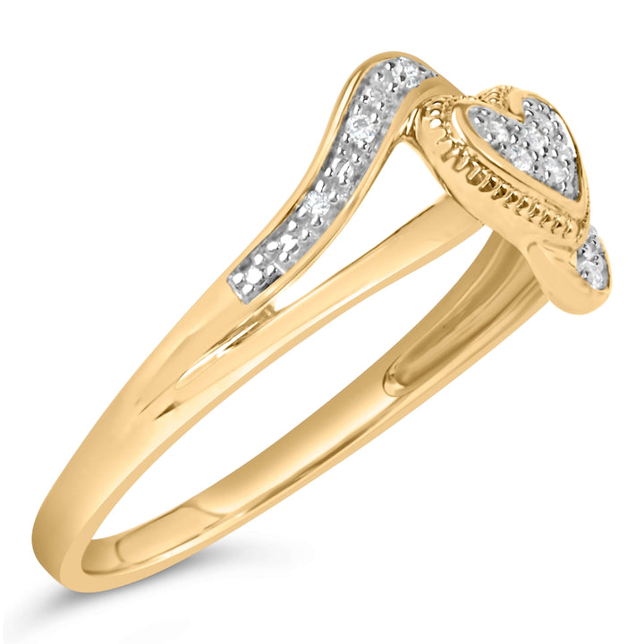 14K Yellow Gold Plated .925 Sterling Silver Diamond Accent Filigree Heart Promise Ring (I-J Color, I3 Clarity)- Size 7