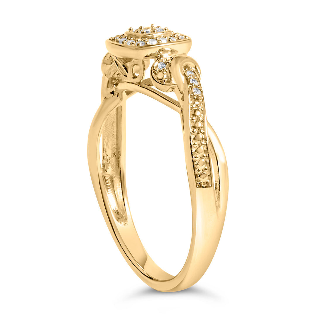 14K Yellow Gold Plated .925 Sterling Silver 1/10 Cttw Round-Cut Diamond Composite Halo Engagement Ring (I-J Color, I3 Clarity)- Size 7