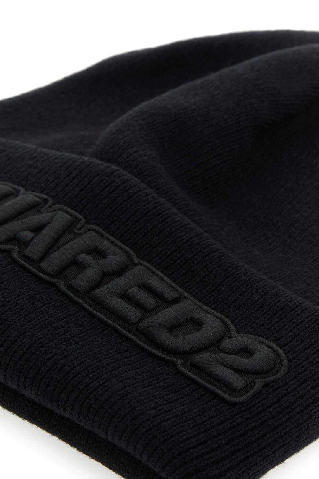 Dsquared Men Black Wool Beanie Hat