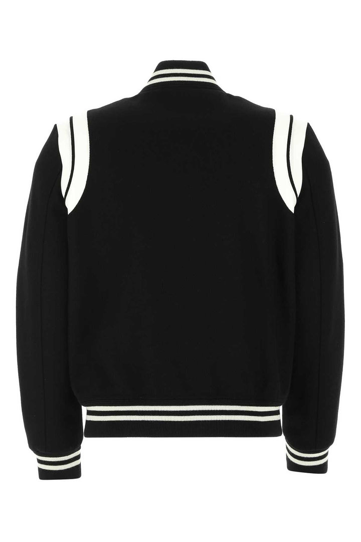 Saint Laurent Men Black Wool Blend Bomber Jacket