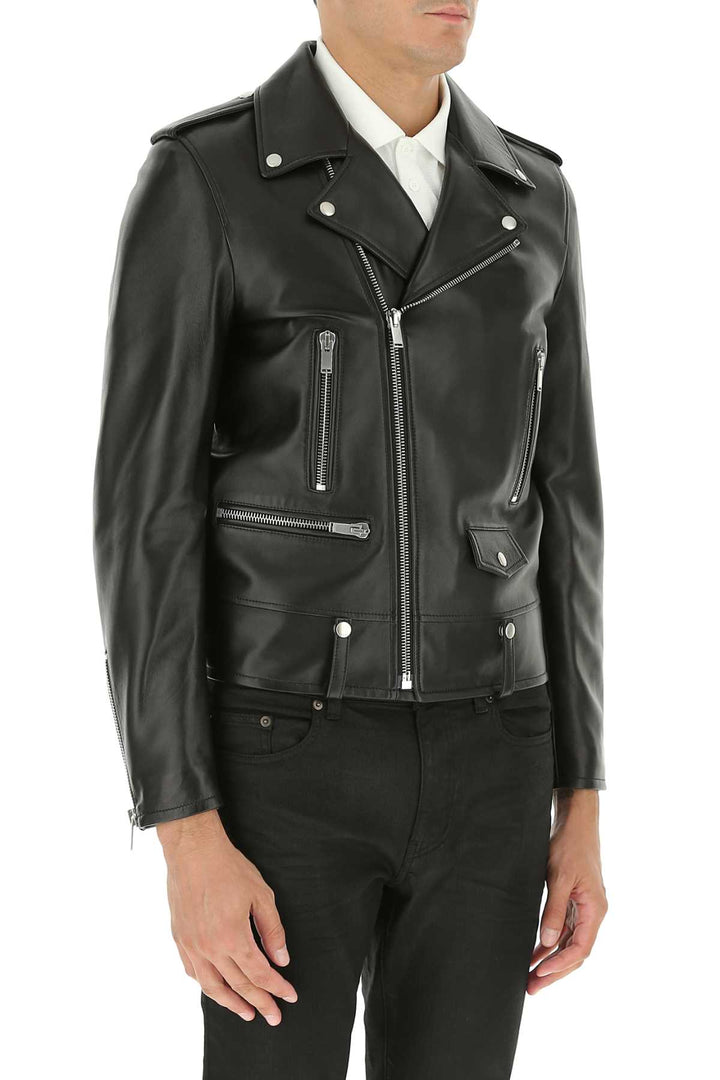 Saint Laurent Men Black Leather Jacket