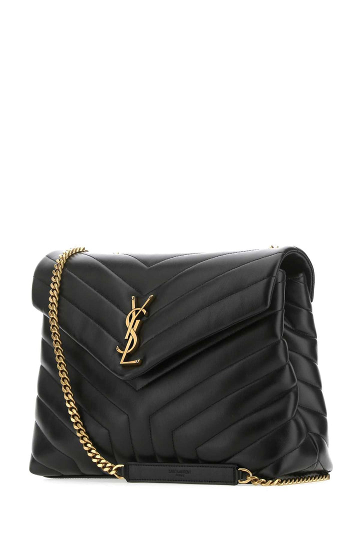 Saint Laurent Women Black Leather Medium Loulou Shoulder Bag
