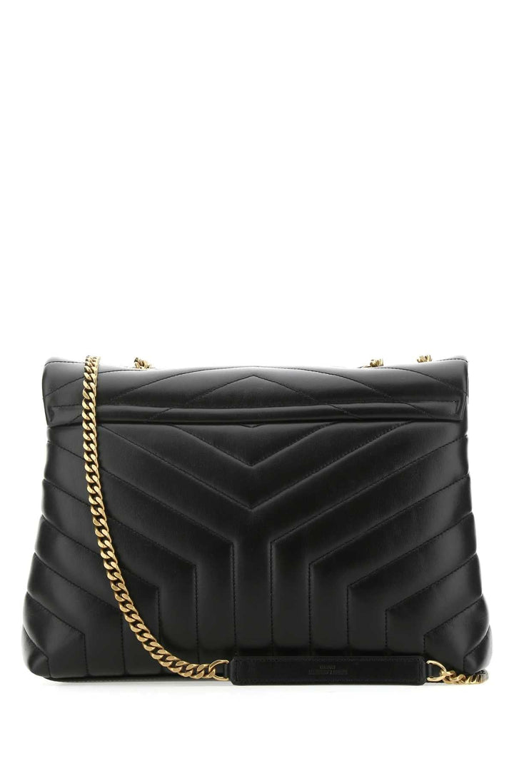 Saint Laurent Women Black Leather Medium Loulou Shoulder Bag