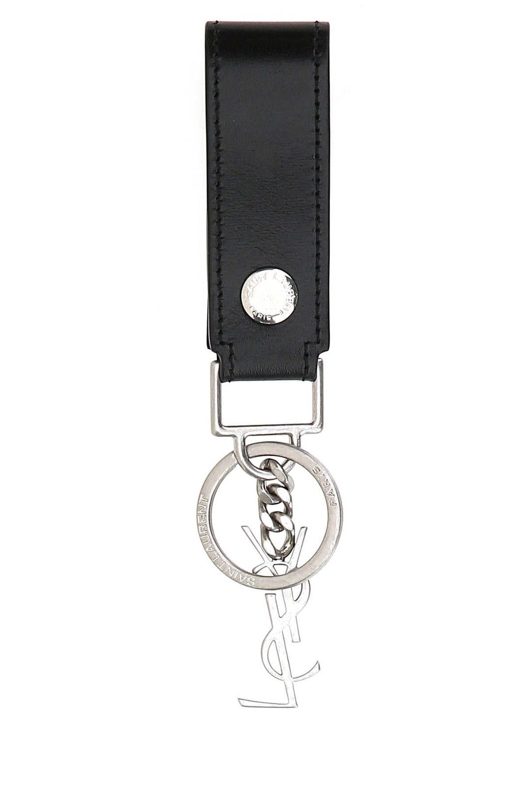 Saint Laurent Men Black Leather Monogram Key Ring