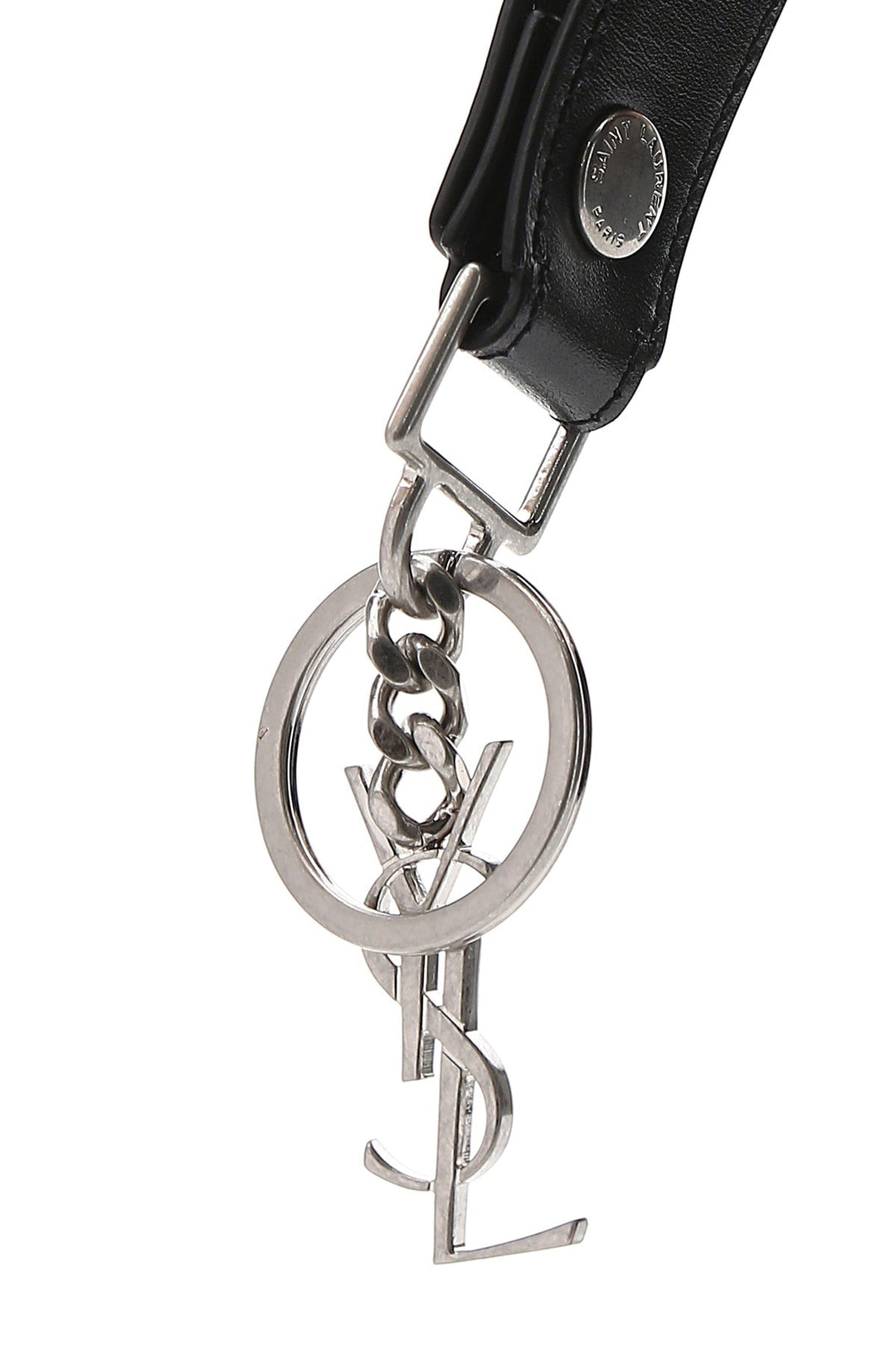 Saint Laurent Men Black Leather Monogram Key Ring