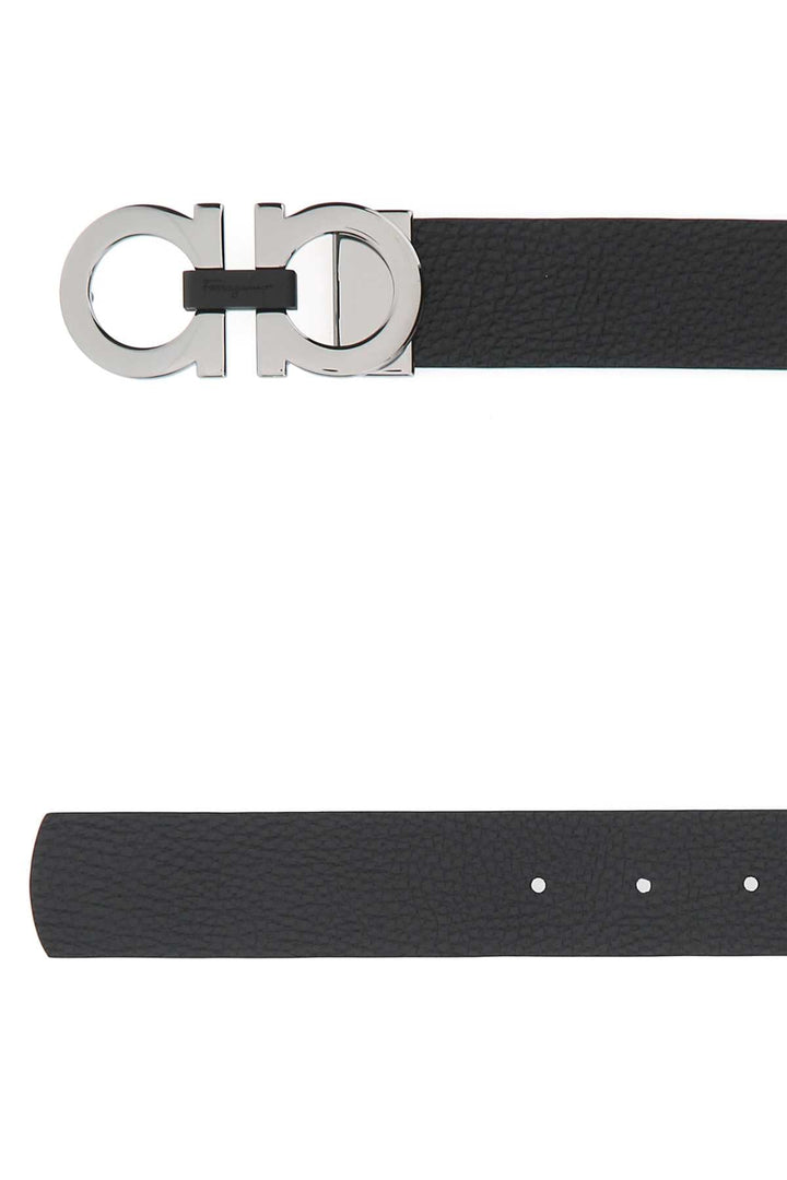 Salvatore Ferragamo Men Black Leather Reversible Belt