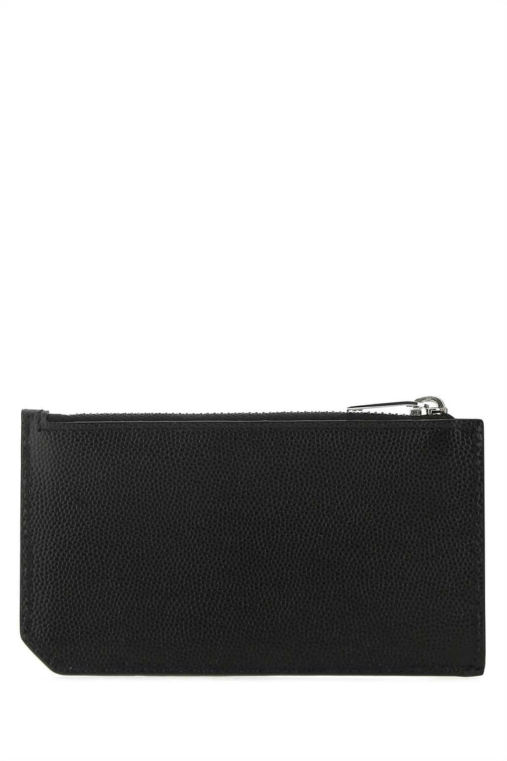 Saint Laurent Men Black Leather Card Holder