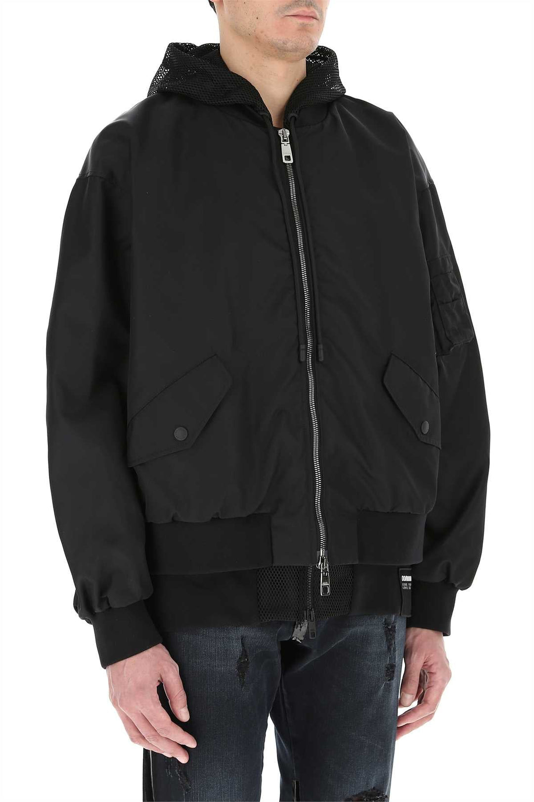 Dolce & Gabbana Men Black Nylon Bomber Jacket