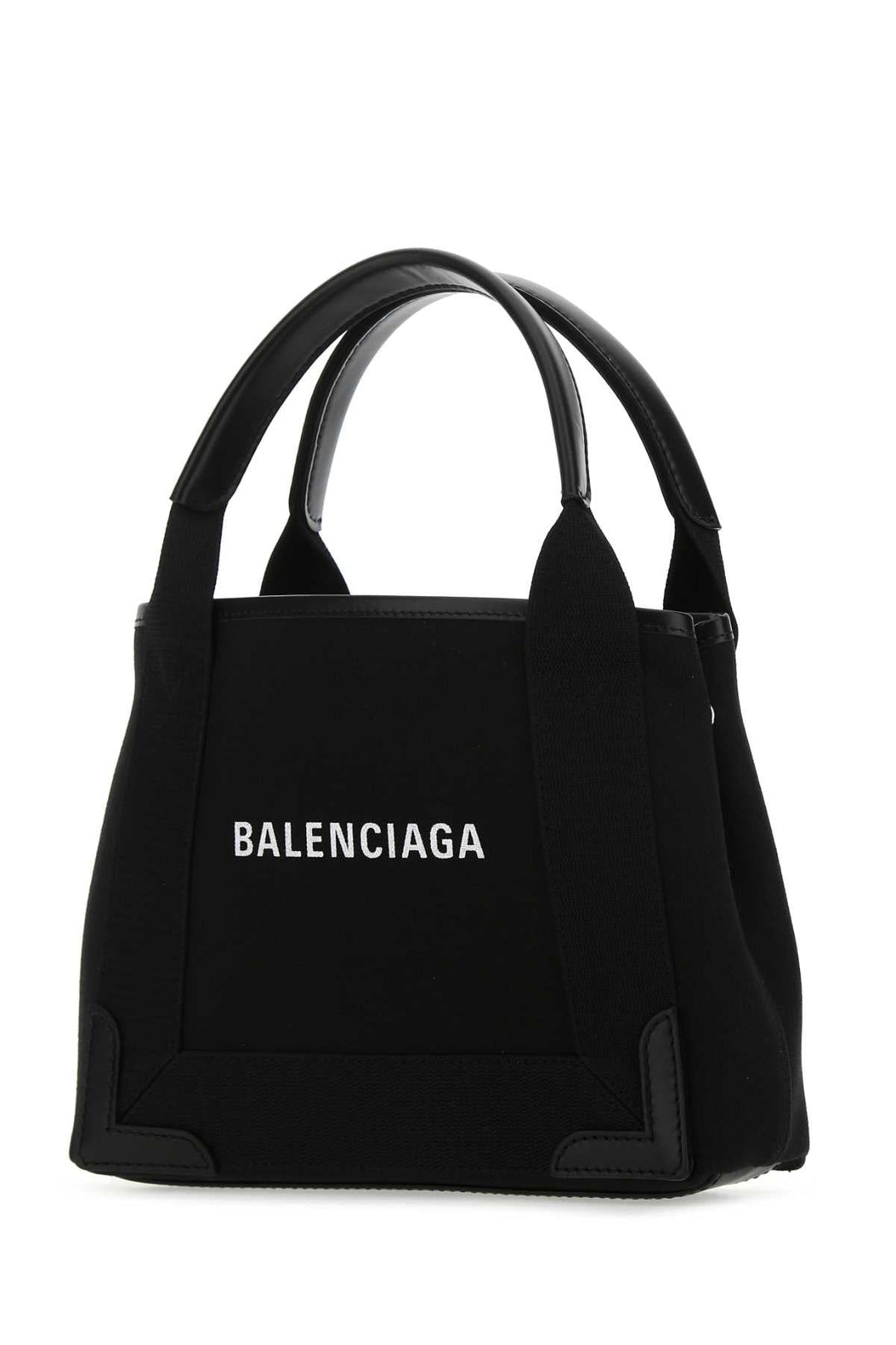 Black Balenciaga handbag on a white background