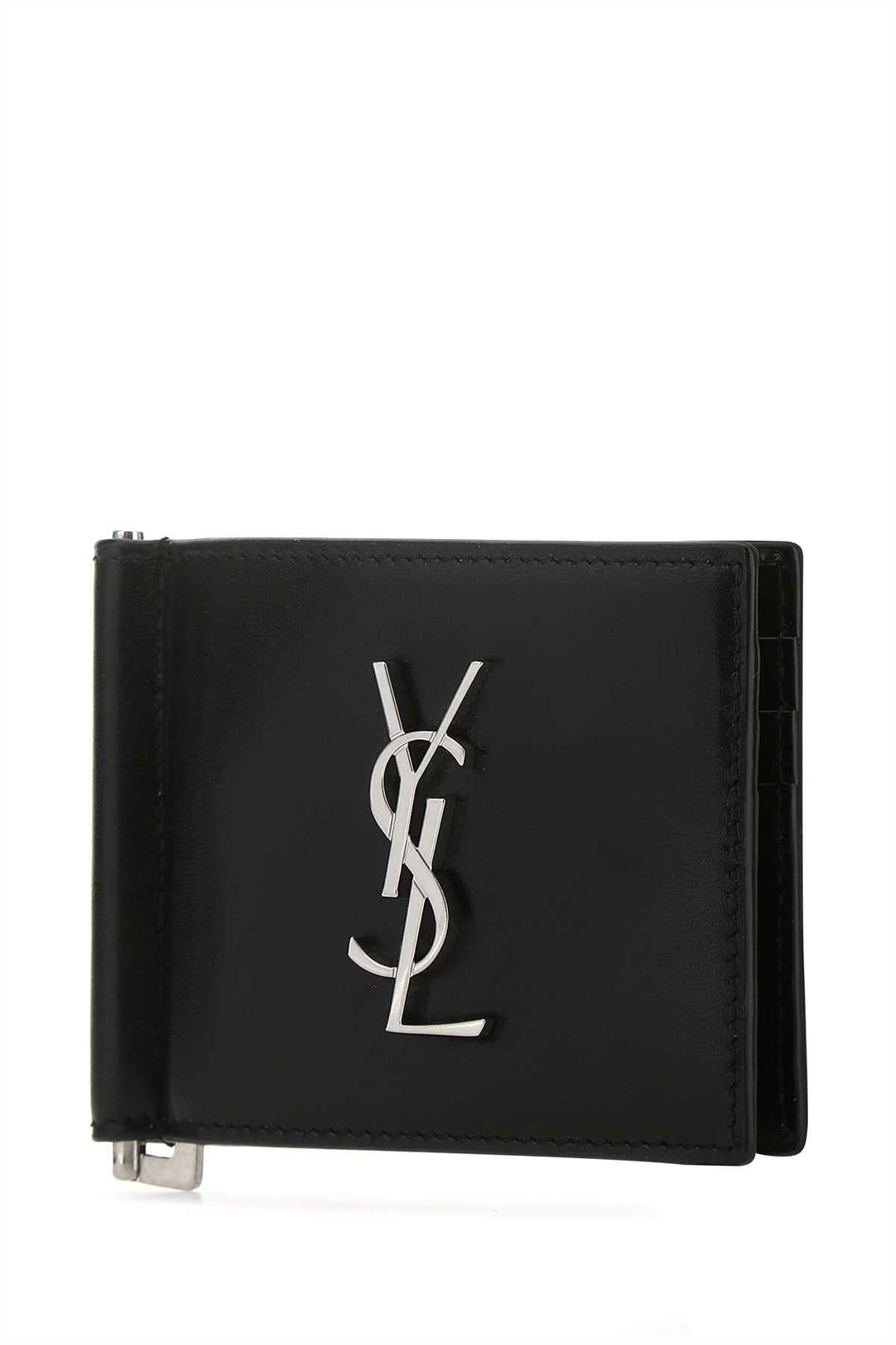 Saint Laurent Men Black Leather Card Holder