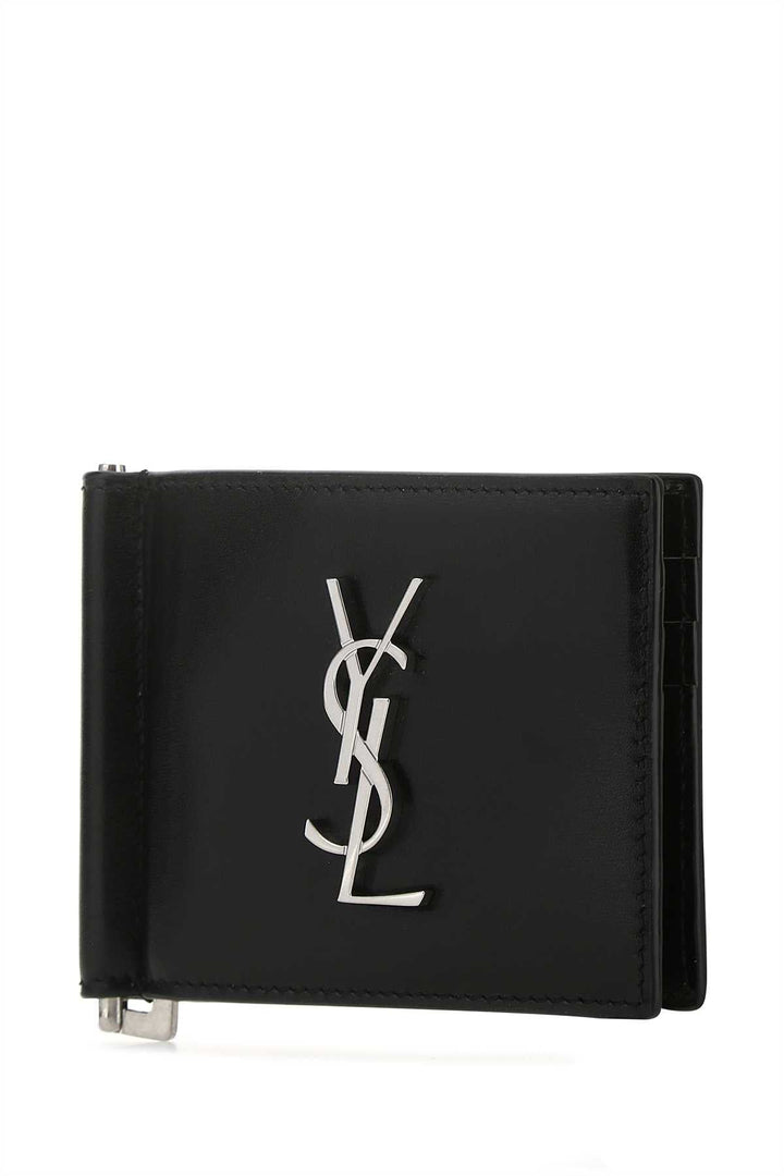 Saint Laurent Men Black Leather Card Holder
