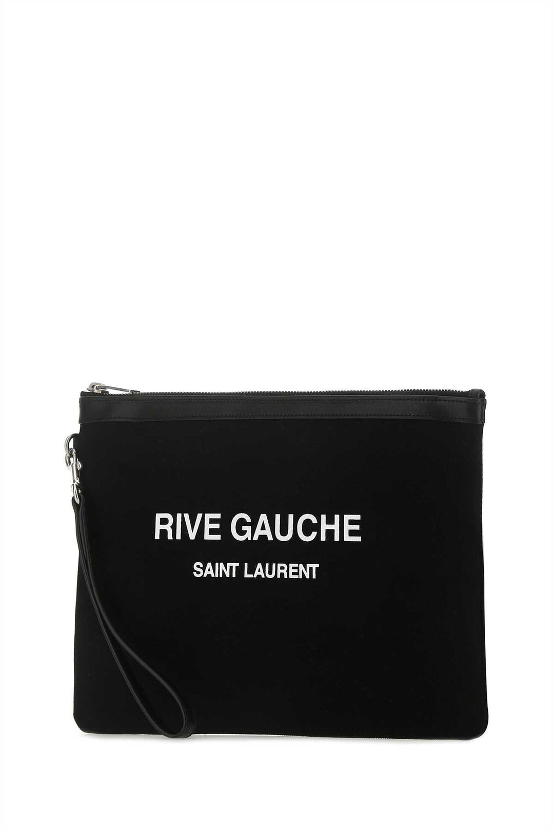 Saint Laurent Men Black Canvas Rive Gauche Clutch