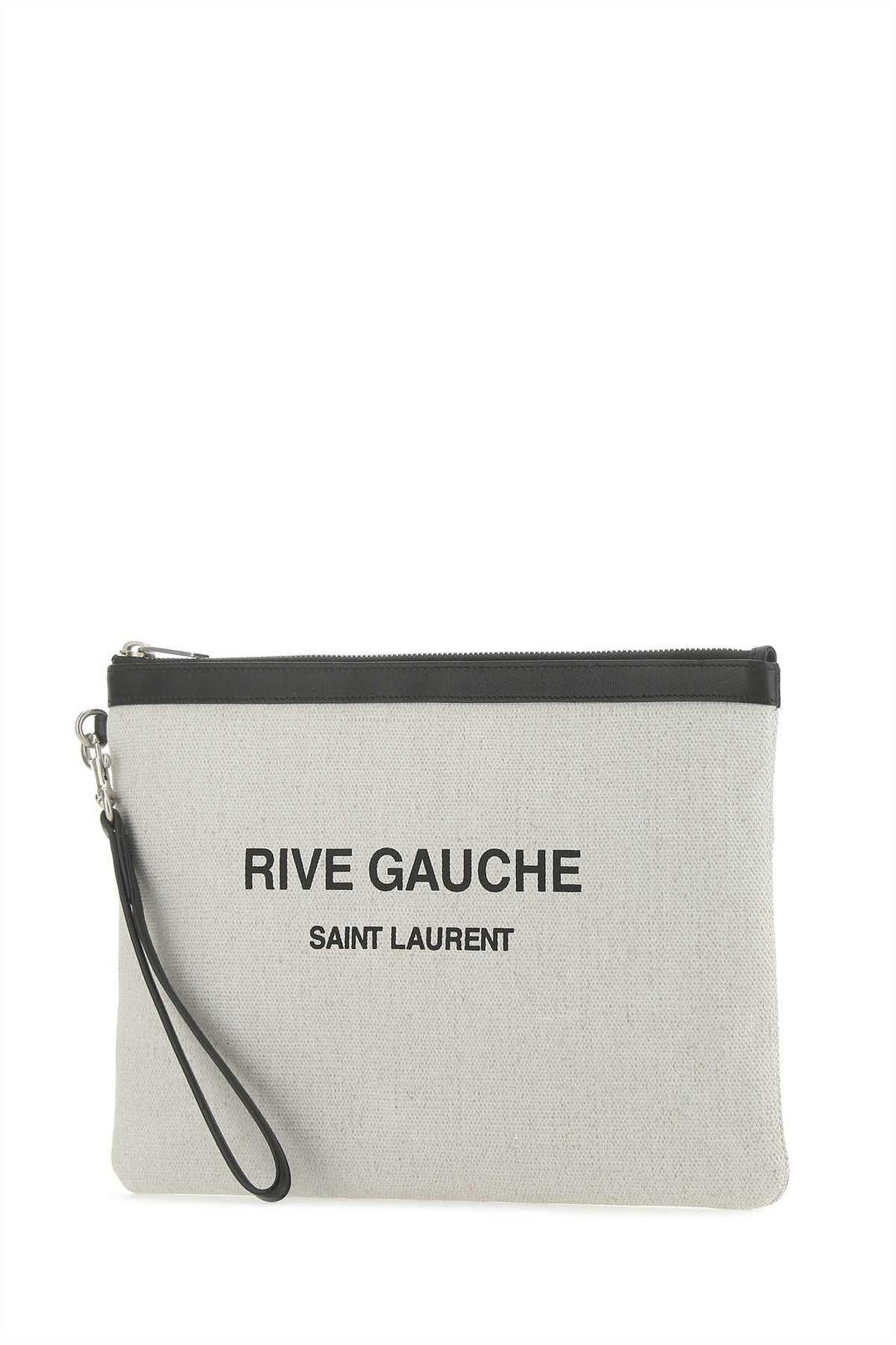 Saint Laurent Men Sand Canvas Rive Gauche Clutch
