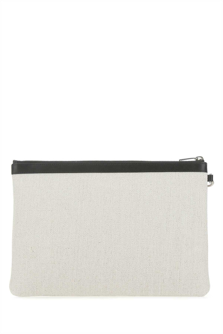 Saint Laurent Men Sand Canvas Rive Gauche Clutch