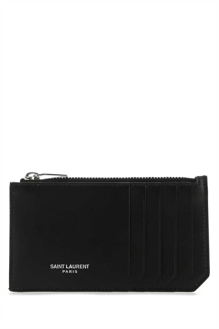 Saint Laurent Men Black Leather Card Holder