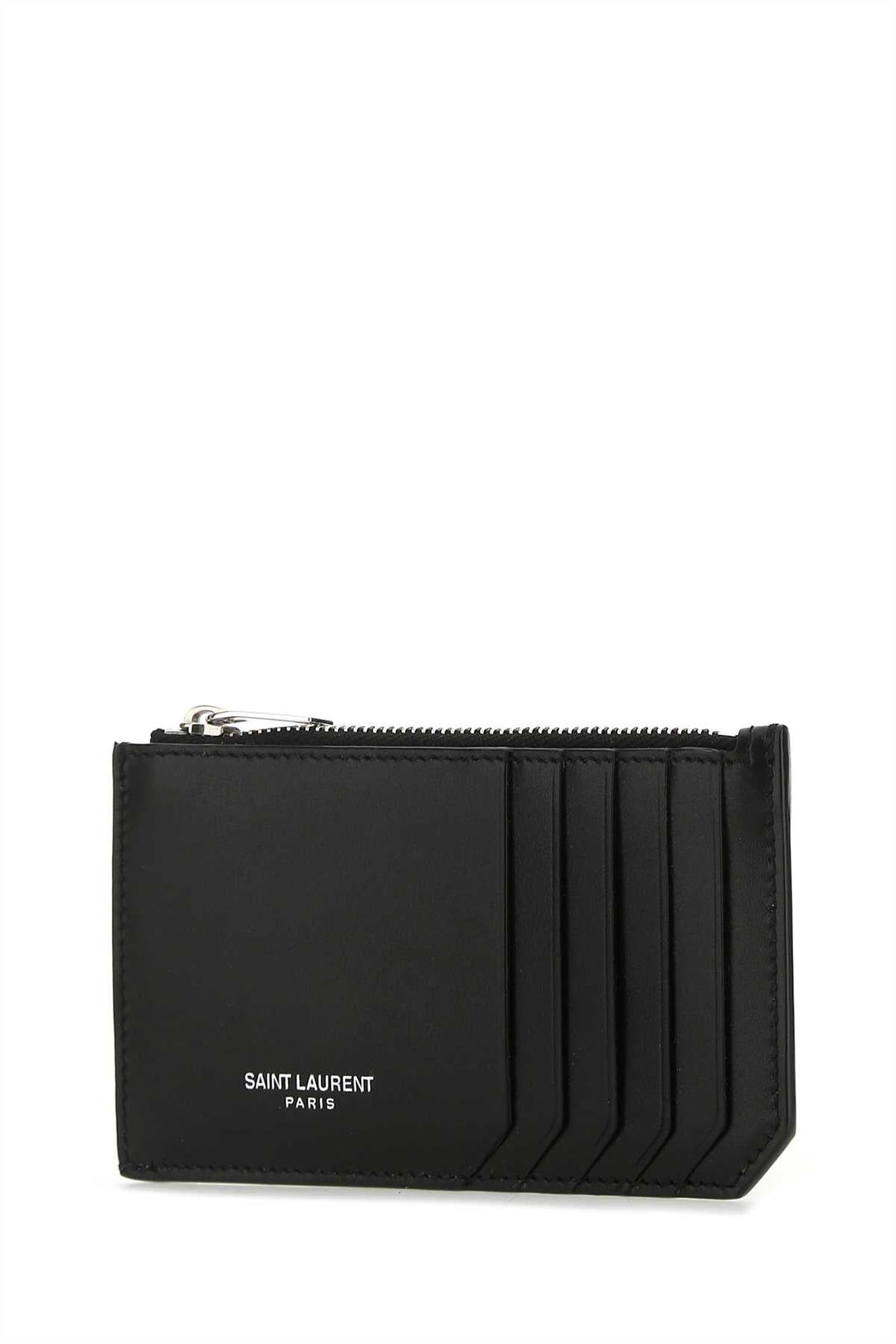 Saint Laurent Men Black Leather Card Holder