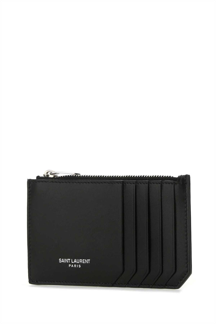 Saint Laurent Men Black Leather Card Holder