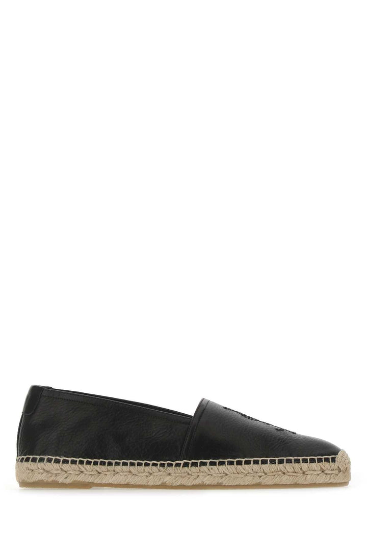 Saint Laurent Men Black Leather Monogram Espadrilles