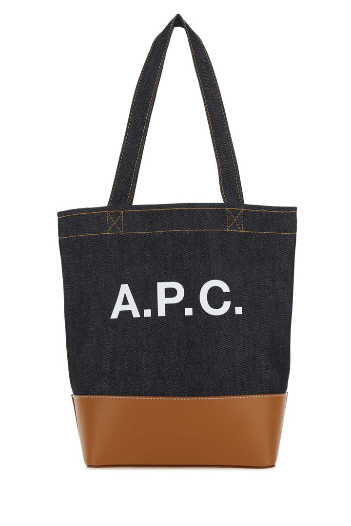 A.P.C. A.p.c. A.p.c. Two Tone Denim And Leather Axelle Shopping Bag-handbag-handb... | Designer Sale | Designer Sale