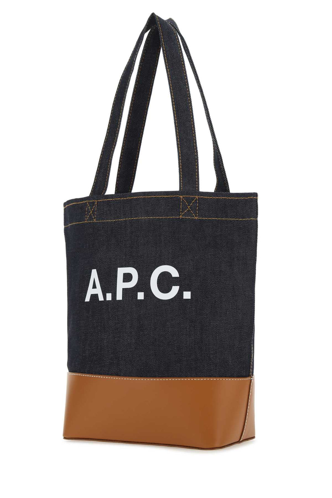 A.P.C. A.p.c. A.p.c. Two Tone Denim And Leather Axelle Shopping Bag-handbag-handb... | Designer Sale | Designer Sale