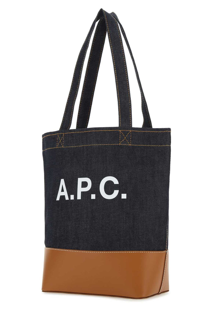 A.P.C. A.p.c. A.p.c. Two Tone Denim And Leather Axelle Shopping Bag-handbag-handb... | Designer Sale | Designer Sale