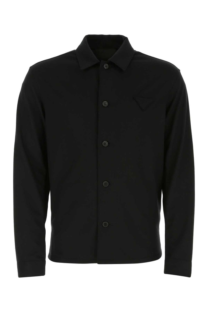 Prada Men Black Wool And Cashmere Shirt