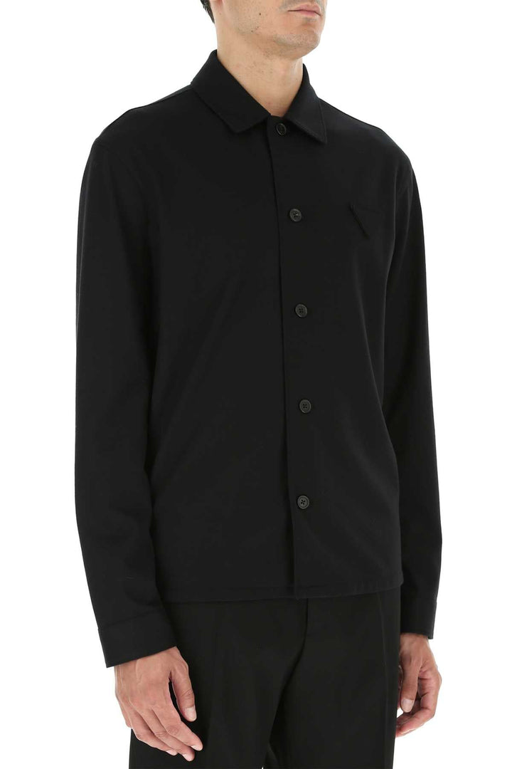 Prada Men Black Wool And Cashmere Shirt