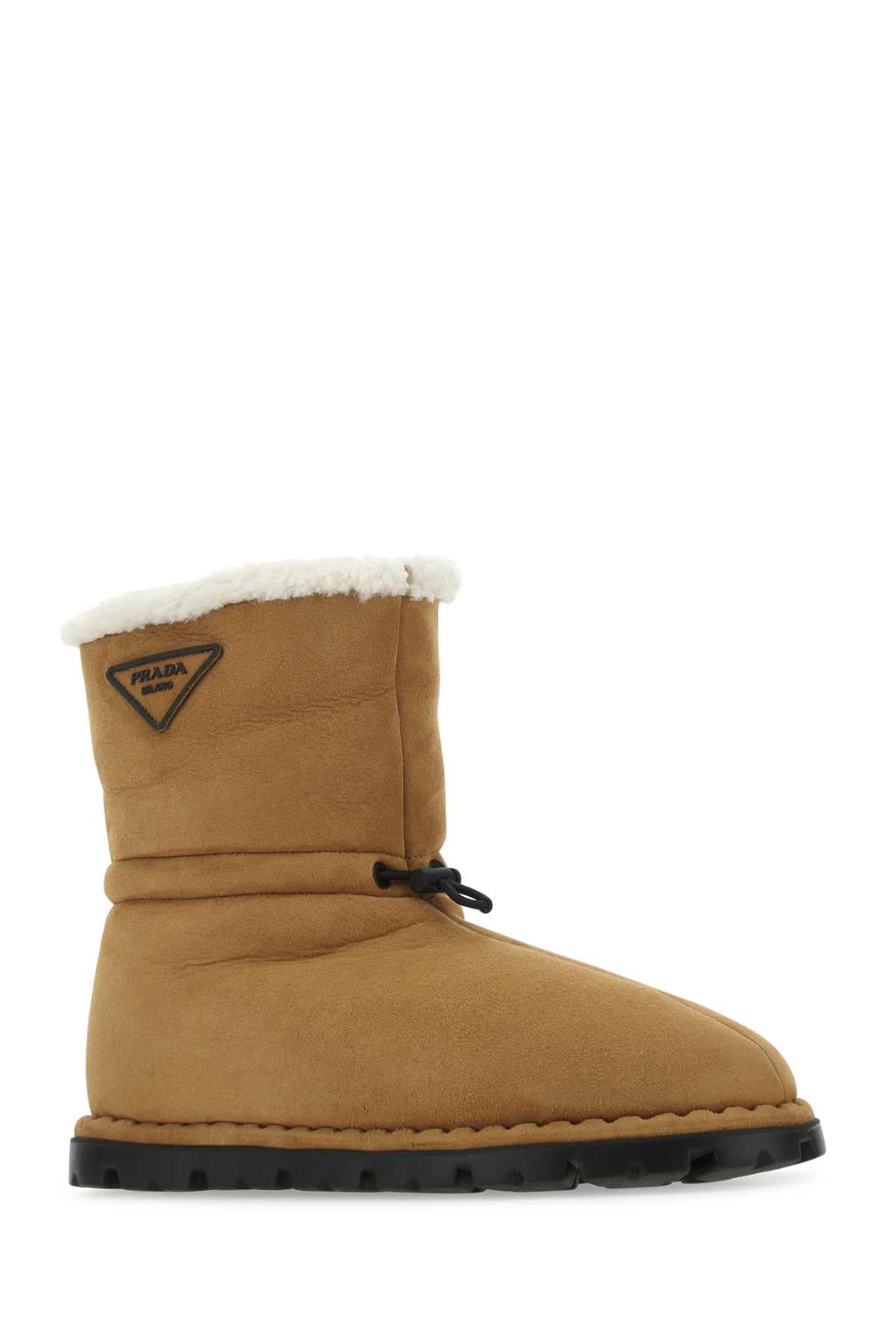 Prada Men Camel Shearling Ankle Boots