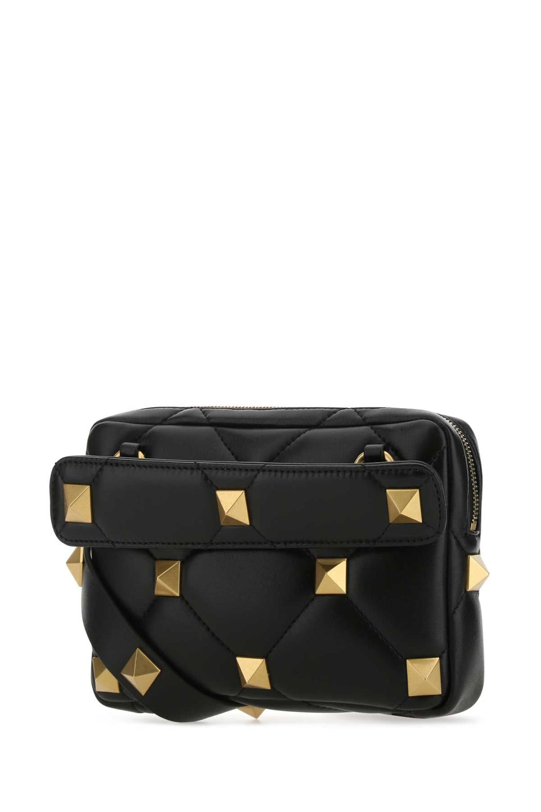 Valentino Garavani Men Black Nappa Leather Roman Stud Handbag