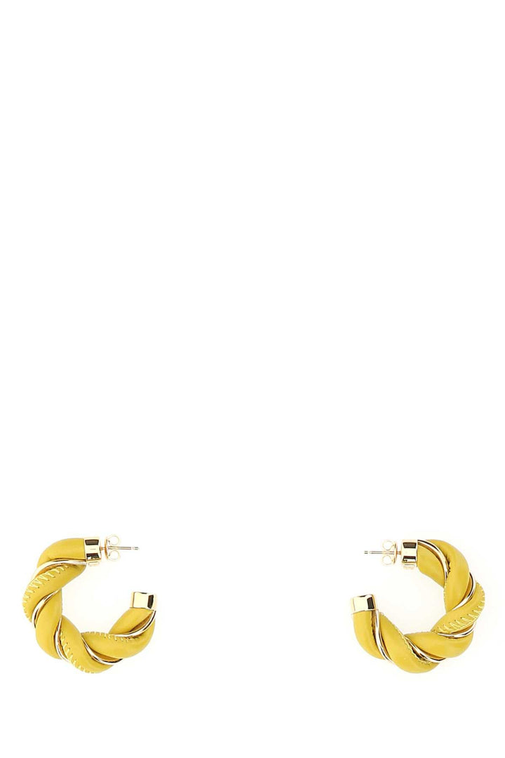 Bottega Veneta Women Yellow Nappa Leather And 925 Silver Twist Earrings
