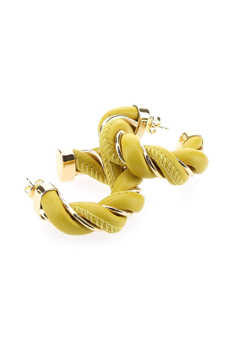 Bottega Veneta Women Yellow Nappa Leather And 925 Silver Twist Earrings