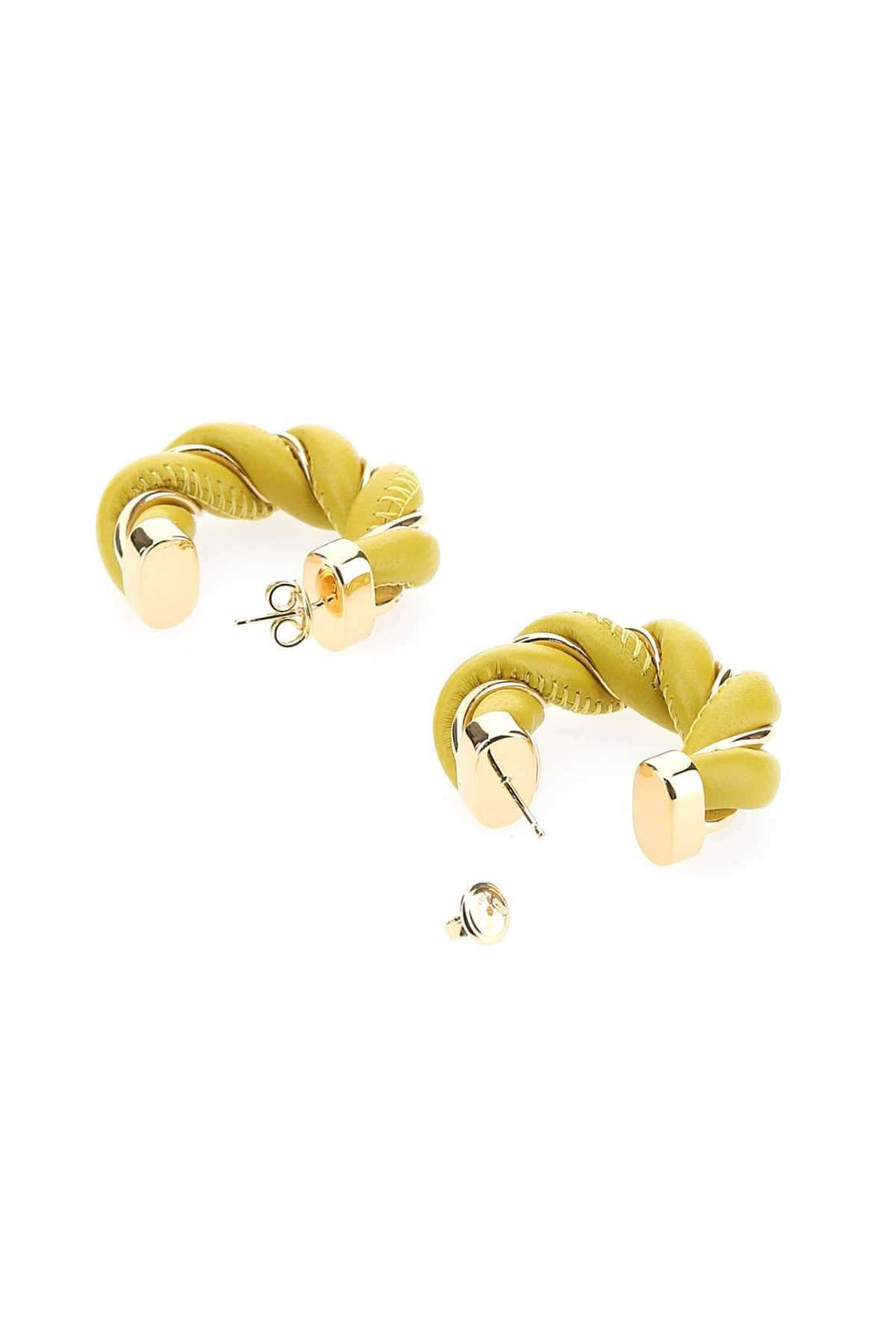 Bottega Veneta Women Yellow Nappa Leather And 925 Silver Twist Earrings
